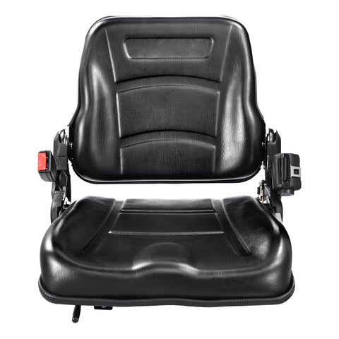 Universal Forklift Seat, Fold Down Tractor Seat with Adjustable Angle Back, Micro Switch and Retractable Seatbelt, 16-34 cm Slot Forklift Seat for Tractor Loader Excavator