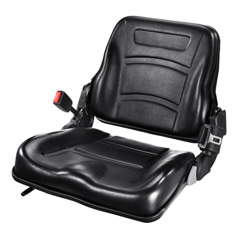 Universal Forklift Seat, Fold Down Tractor Seat with Adjustable Angle Back, Micro Switch and Retractable Seatbelt, 16-34 cm Slot Forklift Seat for Tractor Loader Excavator