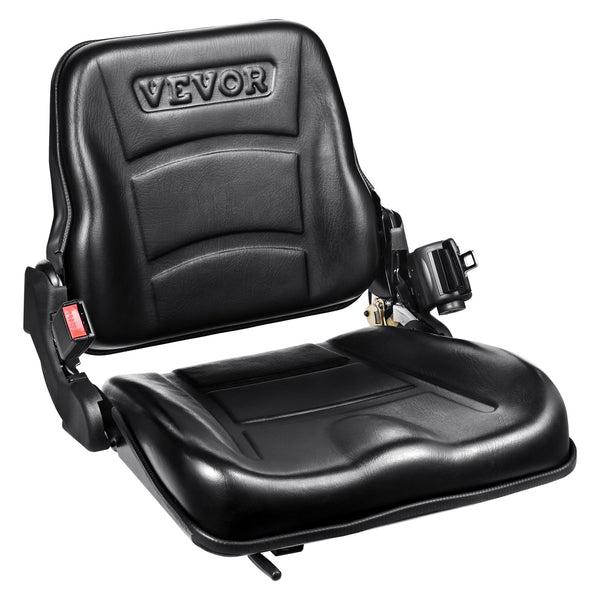 Universal Forklift Seat, Fold Down Tractor Seat with Adjustable Angle Back, Micro Switch and Retractable Seatbelt, 16-34 cm Slot Forklift Seat for Tractor Loader Excavator