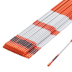 VEVOR Driveway Markers, 50 PCS 121.5 cm, 0.78 cm Diameter Orange Fiberglass Poles Snow Stakes with Reflective Tape, 30 cm Steel Drill Bit & Protection Gloves for Parking Lots, Walkways Easy Visibility