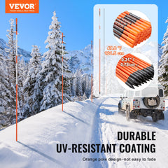 VEVOR Driveway Markers, 50 PCS 121.5 cm, 0.78 cm Diameter Orange Fiberglass Poles Snow Stakes with Reflective Tape, 30 cm Steel Drill Bit & Protection Gloves for Parking Lots, Walkways Easy Visibility