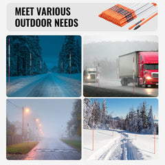 VEVOR Driveway Markers, 50 PCS 121.5 cm, 0.78 cm Diameter Orange Fiberglass Poles Snow Stakes with Reflective Tape, 30 cm Steel Drill Bit & Protection Gloves for Parking Lots, Walkways Easy Visibility