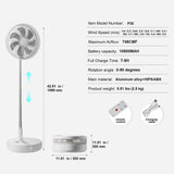 12 Inch Foldable Oscillating Standing Fan with Remote Control, 4 Speed Adjustable Portable Desk Quiet Fan, 7200mah Rechargeable USB Small Fan, Folded Rotating Floor Fan for Bedroom Office Travel