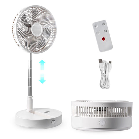 12 Inch Foldable Oscillating Standing Fan with Remote Control, 4 Speed Adjustable Portable Desk Quiet Fan, 7200mah Rechargeable USB Small Fan, Folded Rotating Floor Fan for Bedroom Office Travel