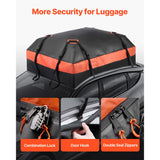 Car Rooftop Cargo Carrier Bag, 15 Cubic Feet Car Roof Cargo Carrier, 100% Waterproof Heavy Duty 840D PVC Roof Luggage Bag for All Vehicle with/without Rack- with Lock, Non-Slip Mat, 4 Door Hooks