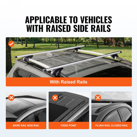 Roof Rack Cross Bars, Aluminum Roof Rack Crossbars, Fit Raised Side Rail with Gap, 90 kg Load Capacity, Adjustable Crossbars with Locks, for SUVs, Sedans, and Vans
