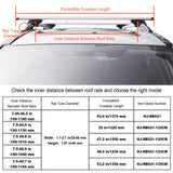 Roof Rack Cross Bars, Aluminum Roof Rack Crossbars, Fit Raised Side Rail with Gap, 90 kg Load Capacity, Adjustable Crossbars with Locks, for SUVs, Sedans, and Vans