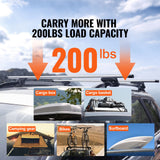 Roof Rack Cross Bars, Aluminum Roof Rack Crossbars, Fit Raised Side Rail with Gap, 90 kg Load Capacity, Adjustable Crossbars with Locks, for SUVs, Sedans, and Vans