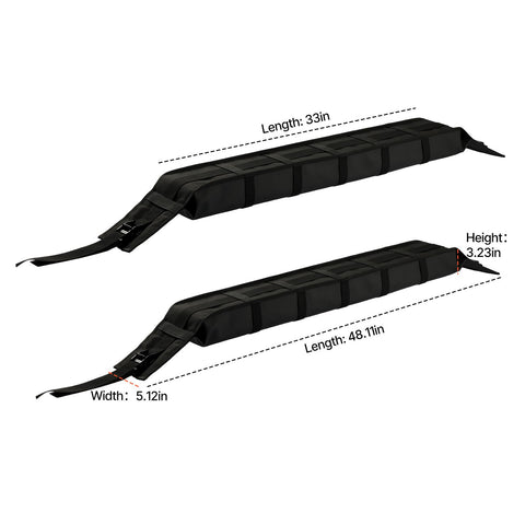 Soft Roof Rack Pads 33in 176lbs Load Capacity for Kayak Canoe Surfboard Luggage