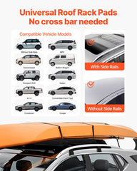 VEVOR Soft Roof Rack Pads 15.5in 176lbs Load Capacity for Kayak Canoe Surfboard