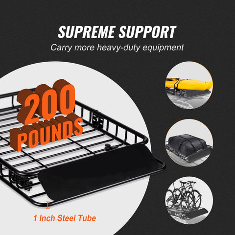Roof Rack Cargo Basket 200 LBS Capacity 46"x36"x4.5" for SUV Truck Cars