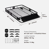 Roof Rack Cargo Basket 200 LBS Capacity 46"x36"x4.5" for SUV Truck Cars