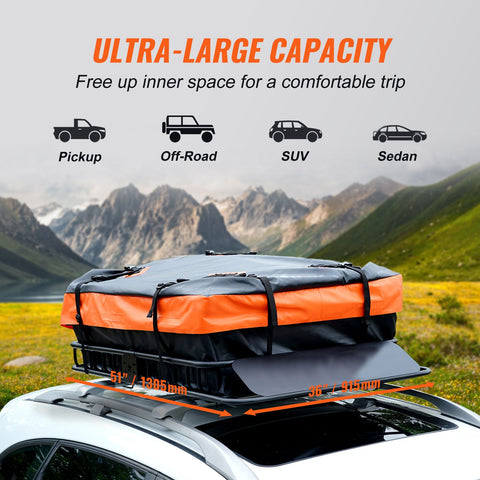 Roof Rack Cargo Basket 200 LBS 51"x36"x5" for SUV Truck with Luggage Bag