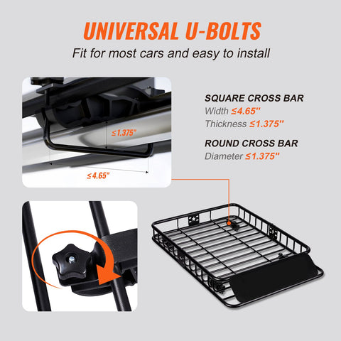 Roof Rack Cargo Basket 200 LBS 51"x36"x5" for SUV Truck with Luggage Bag