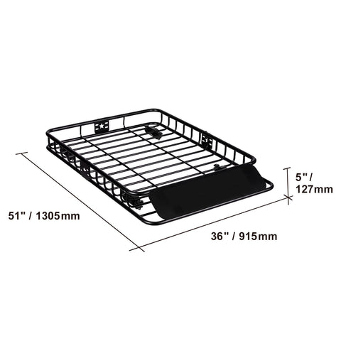 Roof Rack Cargo Basket 200 LBS 51"x36"x5" for SUV Truck with Luggage Bag