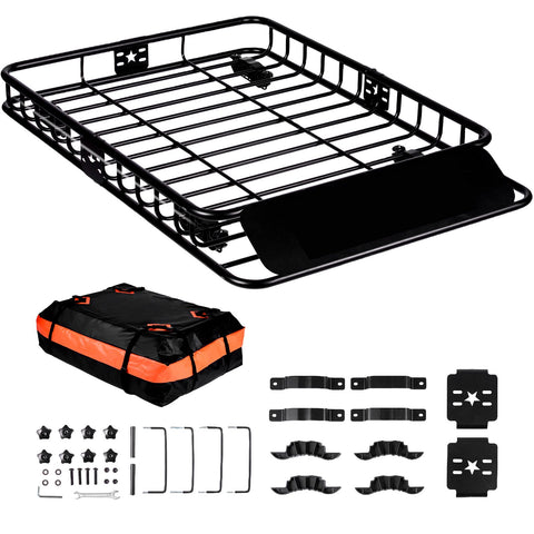 Roof Rack Cargo Basket 200 LBS 51"x36"x5" for SUV Truck with Luggage Bag