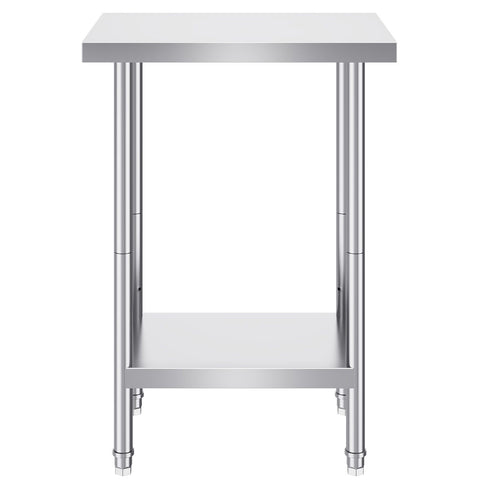 Stainless Steel Prep Table, 24 x 18 x 34 Inch, Heavy Duty Metal Worktable with 3 Adjustable Height Levels, Commercial Workstation for Kitchen Garage Restaurant Backyard