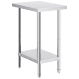 Stainless Steel Prep Table, 24 x 18 x 34 Inch, Heavy Duty Metal Worktable with 3 Adjustable Height Levels, Commercial Workstation for Kitchen Garage Restaurant Backyard