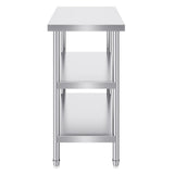 Stainless Steel Food Prep Table, 18 x 36 x 34 Inch Commercial Kitchen Worktable, with 2 Adjustable Undershelf, Heavy Duty Prep Table Metal Work Table for BBQ, Kitchen, Home, and Garage