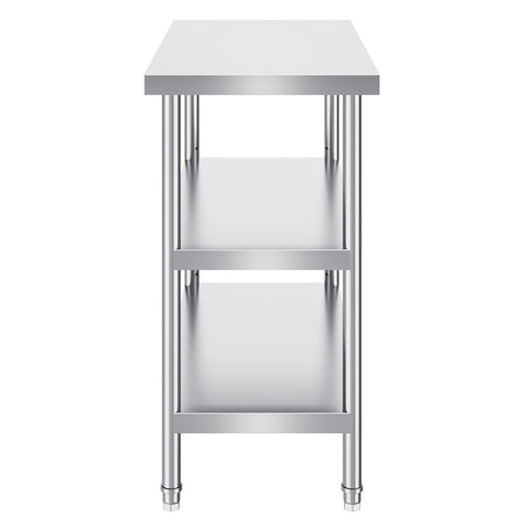 Stainless Steel Food Prep Table, 18 x 36 x 34 Inch Commercial Kitchen Worktable, with 2 Adjustable Undershelf, Heavy Duty Prep Table Metal Work Table for BBQ, Kitchen, Home, and Garage