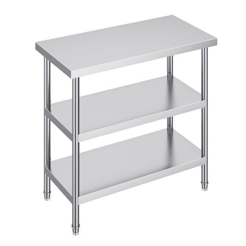 Stainless Steel Food Prep Table, 18 x 36 x 34 Inch Commercial Kitchen Worktable, with 2 Adjustable Undershelf, Heavy Duty Prep Table Metal Work Table for BBQ, Kitchen, Home, and Garage