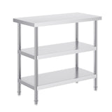 Stainless Steel Food Prep Table, 18 x 36 x 34 Inch Commercial Kitchen Worktable, with 2 Adjustable Undershelf, Heavy Duty Prep Table Metal Work Table for BBQ, Kitchen, Home, and Garage