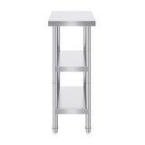 Stainless Steel Food Prep Table, 14 x 24 x 34 Inch Commercial Kitchen Worktable, with 2 Adjustable Undershelf, Heavy Duty Prep Table Metal Work Table for BBQ, Kitchen, Home, and Garage