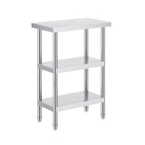 Stainless Steel Food Prep Table, 14 x 24 x 34 Inch Commercial Kitchen Worktable, with 2 Adjustable Undershelf, Heavy Duty Prep Table Metal Work Table for BBQ, Kitchen, Home, and Garage