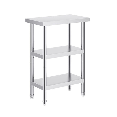 Stainless Steel Food Prep Table, 14 x 24 x 34 Inch Commercial Kitchen Worktable, with 2 Adjustable Undershelf, Heavy Duty Prep Table Metal Work Table for BBQ, Kitchen, Home, and Garage