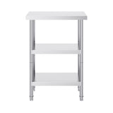 Stainless Steel Food Prep Table, 14 x 24 x 34 Inch Commercial Kitchen Worktable, with 2 Adjustable Undershelf, Heavy Duty Prep Table Metal Work Table for BBQ, Kitchen, Home, and Garage