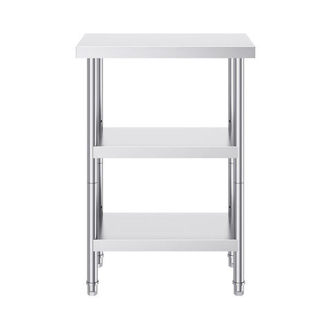 Stainless Steel Food Prep Table, 14 x 24 x 34 Inch Commercial Kitchen Worktable, with 2 Adjustable Undershelf, Heavy Duty Prep Table Metal Work Table for BBQ, Kitchen, Home, and Garage