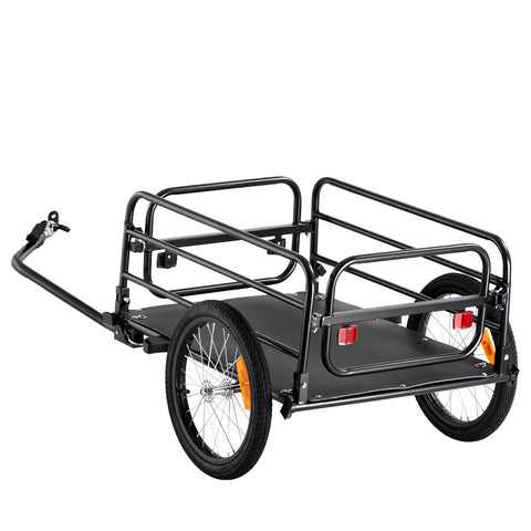 Bike Cargo Trailer, 72.5 kg Load, Heavy-Duty Bicycle Wagon Cart, Foldable Compact Storage & Quick Release with Universal Hitch, 406.4 mm Wheels, Safe Reflectors, Fits 558.8-711.2 mm Bike Wheels