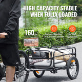 Bike Cargo Trailer, 72.5 kg Load, Heavy-Duty Bicycle Wagon Cart, Foldable Compact Storage & Quick Release with Universal Hitch, 406.4 mm Wheels, Safe Reflectors, Fits 558.8-711.2 mm Bike Wheels