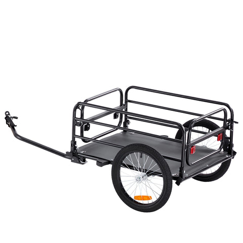 Bike Cargo Trailer, 72.5 kg Load, Heavy-Duty Bicycle Wagon Cart, Foldable Compact Storage & Quick Release with Universal Hitch, 406.4 mm Wheels, Safe Reflectors, Fits 558.8-711.2 mm Bike Wheels
