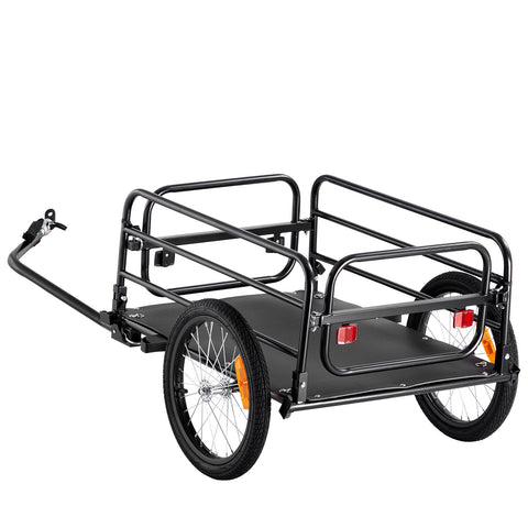 Bike Cargo Trailer, 72.5 kg Load, Heavy-Duty Bicycle Wagon Cart, Foldable Compact Storage & Quick Release with Universal Hitch, 406.4 mm Wheels, Safe Reflectors, Fits 558.8-711.2 mm Bike Wheels