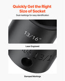 Impact Socket Set 1/2 Inches 19 Piece Impact Sockets, Standard Socket Assortment, 1/2 Inches Drive Socket Set Impact Standard SAE (3/8 Inches to 1-1/2 Inches) 6-point Hex Sockets