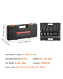 Impact Socket Set 1/2 Inches 19 Piece Impact Sockets, Standard Socket Assortment, 1/2 Inches Drive Socket Set Impact Standard SAE (3/8 Inches to 1-1/2 Inches) 6-point Hex Sockets