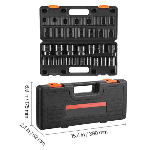 Impact Socket Set 1/2 Inches 19 Piece Impact Sockets, Standard Socket Assortment, 1/2 Inches Drive Socket Set Impact Standard SAE (3/8 Inches to 1-1/2 Inches) 6-point Hex Sockets