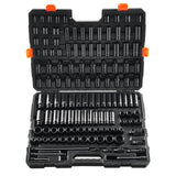 Impact Sockets Set 130PCS 6-Point 3/8" & 1/2" Drive Bit Ratchet Tool Kit