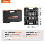 Impact Sockets Set 8pcs 6-Point 1" Drive Bit Ratchet Tool Kit Case