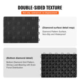 Garage Tiles Interlocking, 12 x 12 x 0.53 inch 50 Pack Garage Floor Covering Tiles, Non-Slip Double-Sided Texture Garage Flooring Tiles, for Garages, Basements, Repair Shops, Black