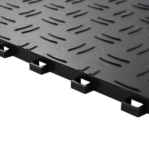 Garage Tiles Interlocking, 12 x 12 x 0.53 inch 50 Pack Garage Floor Covering Tiles, Non-Slip Double-Sided Texture Garage Flooring Tiles, for Garages, Basements, Repair Shops, Black