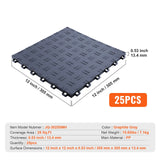 Garage Tiles Interlocking, 12 x 12 x 0.53 inch 25 Pack Garage Floor Covering Tiles, Non-Slip Double-Sided Texture Garage Flooring Tiles, for Garages, Basements, Repair Shops, Graphite Gray