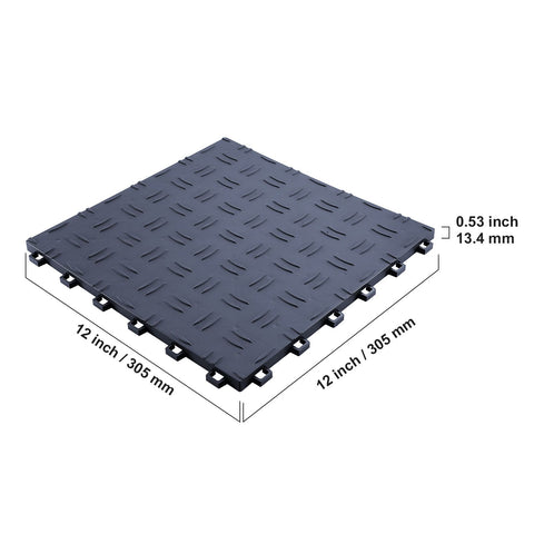 Garage Tiles Interlocking, 12 x 12 x 0.53 inch 25 Pack Garage Floor Covering Tiles, Non-Slip Double-Sided Texture Garage Flooring Tiles, for Garages, Basements, Repair Shops, Graphite Gray