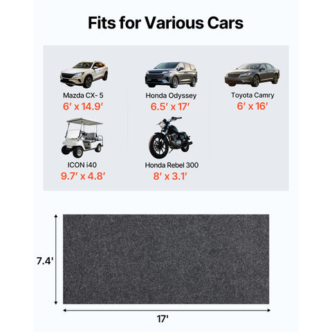 Garage Floor Mat, 2.25 x 5.2 M Waterproof Protection from Water,Snow, Rain,Mud and Oil for Cars, Non-slip Heavy Duty Containment Mat with TPE Anti-Leak Backing & Easy to Clean & Cuttable