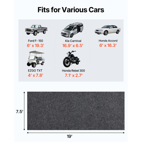 Garage Floor Mat, 2.3 x 5.79 M Waterproof Protection from Water,Snow, Rain,Mud and Oil for Cars, Non-slip Heavy Duty Containment Mat with TPE Anti-Leak Backing & Easy to Clean & Cuttable