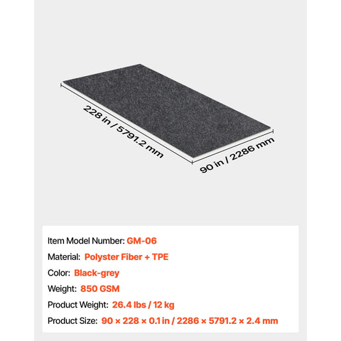 Garage Floor Mat, 2.3 x 5.79 M Waterproof Protection from Water,Snow, Rain,Mud and Oil for Cars, Non-slip Heavy Duty Containment Mat with TPE Anti-Leak Backing & Easy to Clean & Cuttable