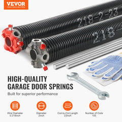VEVOR Garage Door Torsion Springs Pair of 0.218 x 2 x 23inch with Winding Bars
