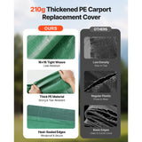 Carport Replacement Canopy, 6 x 3 m Potable Garage Tent Top Tarp, UV-Resistant & Waterproof Car Shelter Tarp, Heavy Duty Car Port Cover with Ball Buggees, Dark Green, Frame Not Included