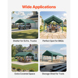 Carport Replacement Canopy, 6 x 3 m Potable Garage Tent Top Tarp, UV-Resistant & Waterproof Car Shelter Tarp, Heavy Duty Car Port Cover with Ball Buggees, Dark Green, Frame Not Included